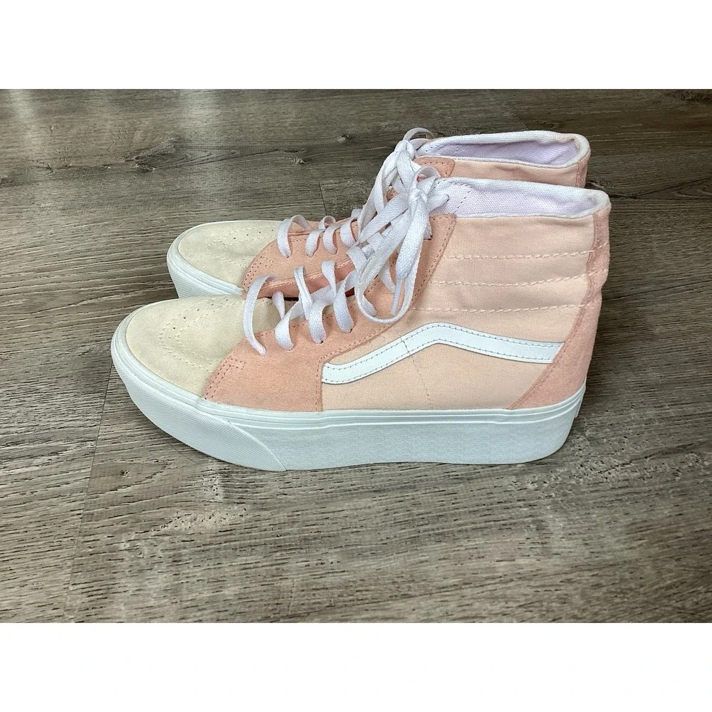Vans Sk8-Hi Womens size 9.5 Tapered Stackform Pink Suede High Top Shoes Platform
